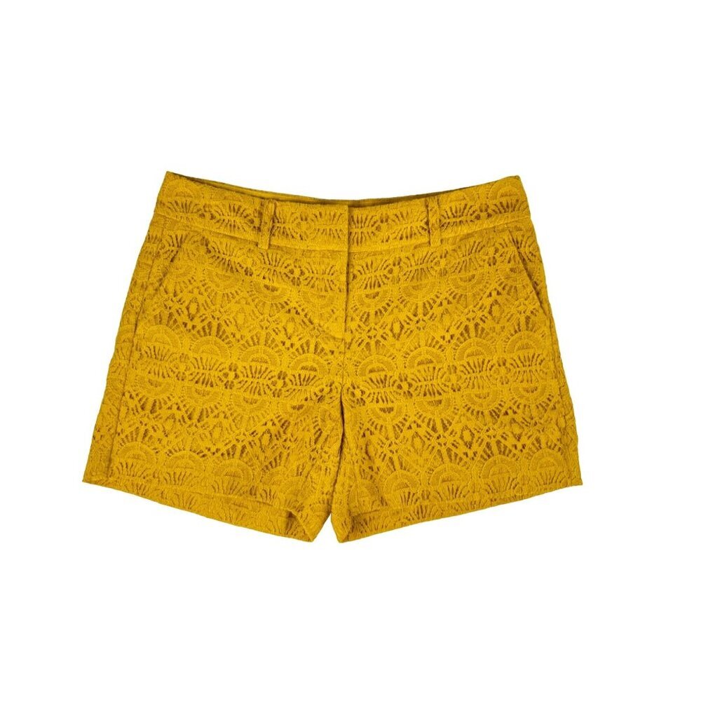 Ann Taylor Factory Mustard Yellow Lace Shorts Size 4